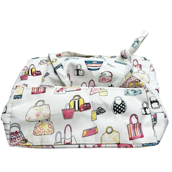 Handbag Print Canvas Tote Bag With Dual Straps and Spacious Interior 14x14x6 - Picture 6 of 9